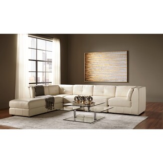 Sectional Sofa: Quilted Grid Pattern in Cream White Modular Build