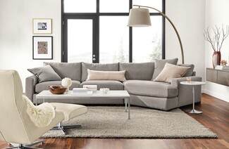 Sectional Sofa Slate Gray Deep Seating Angled Chaise