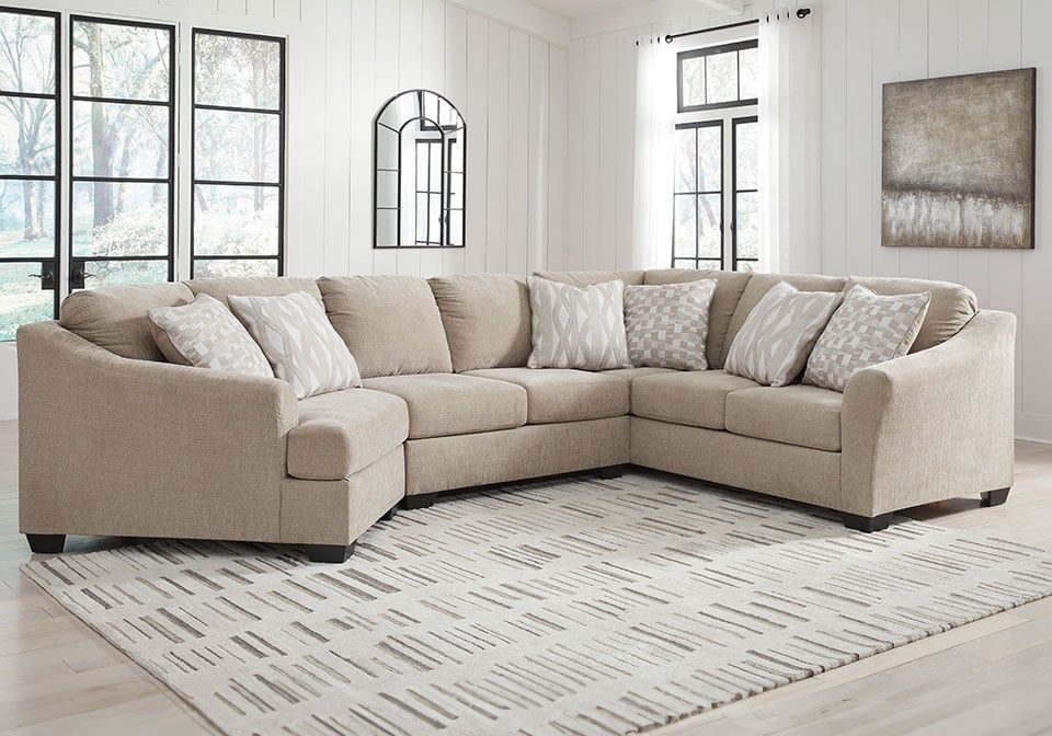 Sectional Sofa Sloped Arm Cork Beige Modern Farmhouse