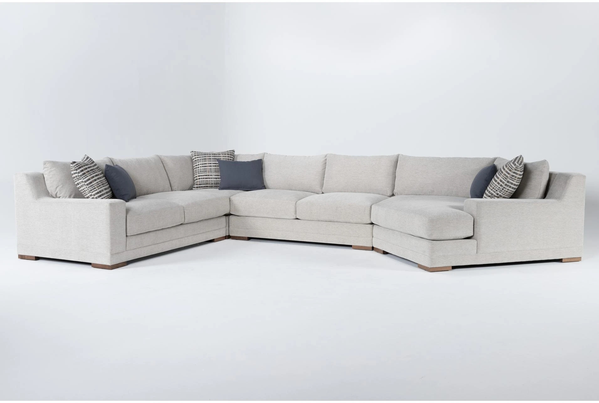 Sectional Sofa U-Shaped Design Oatmeal Grey Lounge