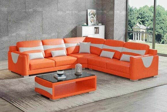 Sectional Sofa Wave Pattern Accents and L-Shape Model