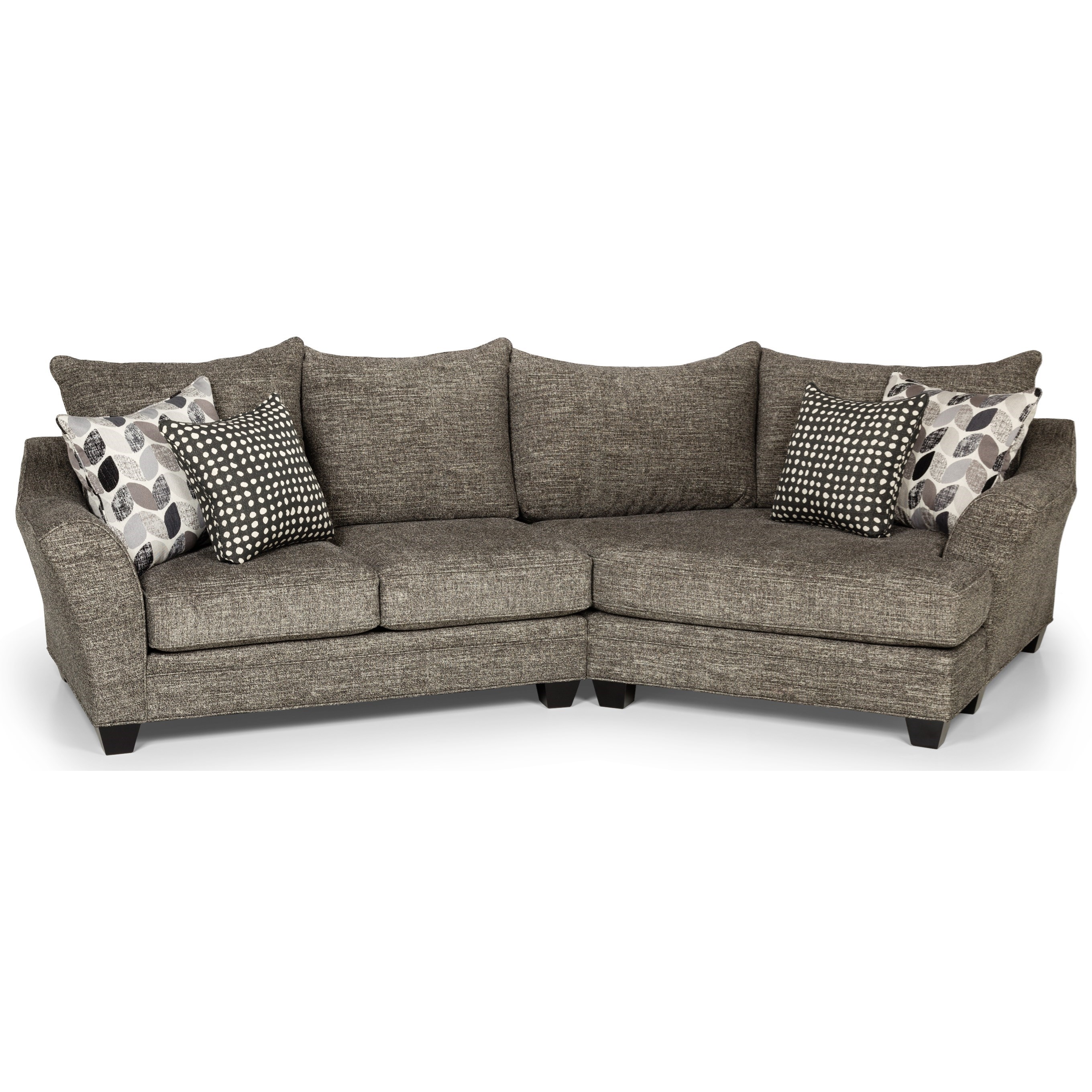 Sectional Sofa Wedge Design Flared Arm Heathered Gray