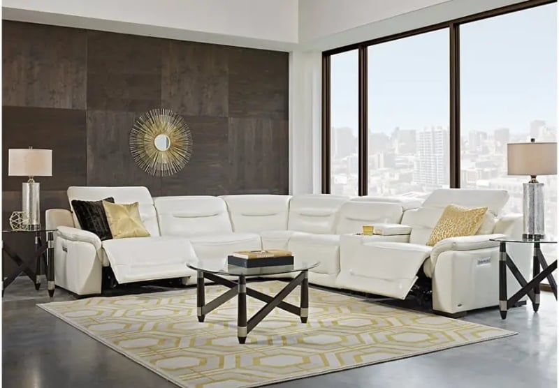 Sectional Sofa with Power Reclining and Glam Living Room Set