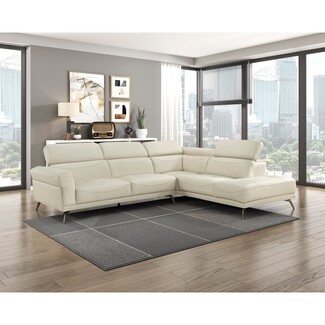 Sectional Sofa with Right Chaise and Tapered Silver Metal Legs