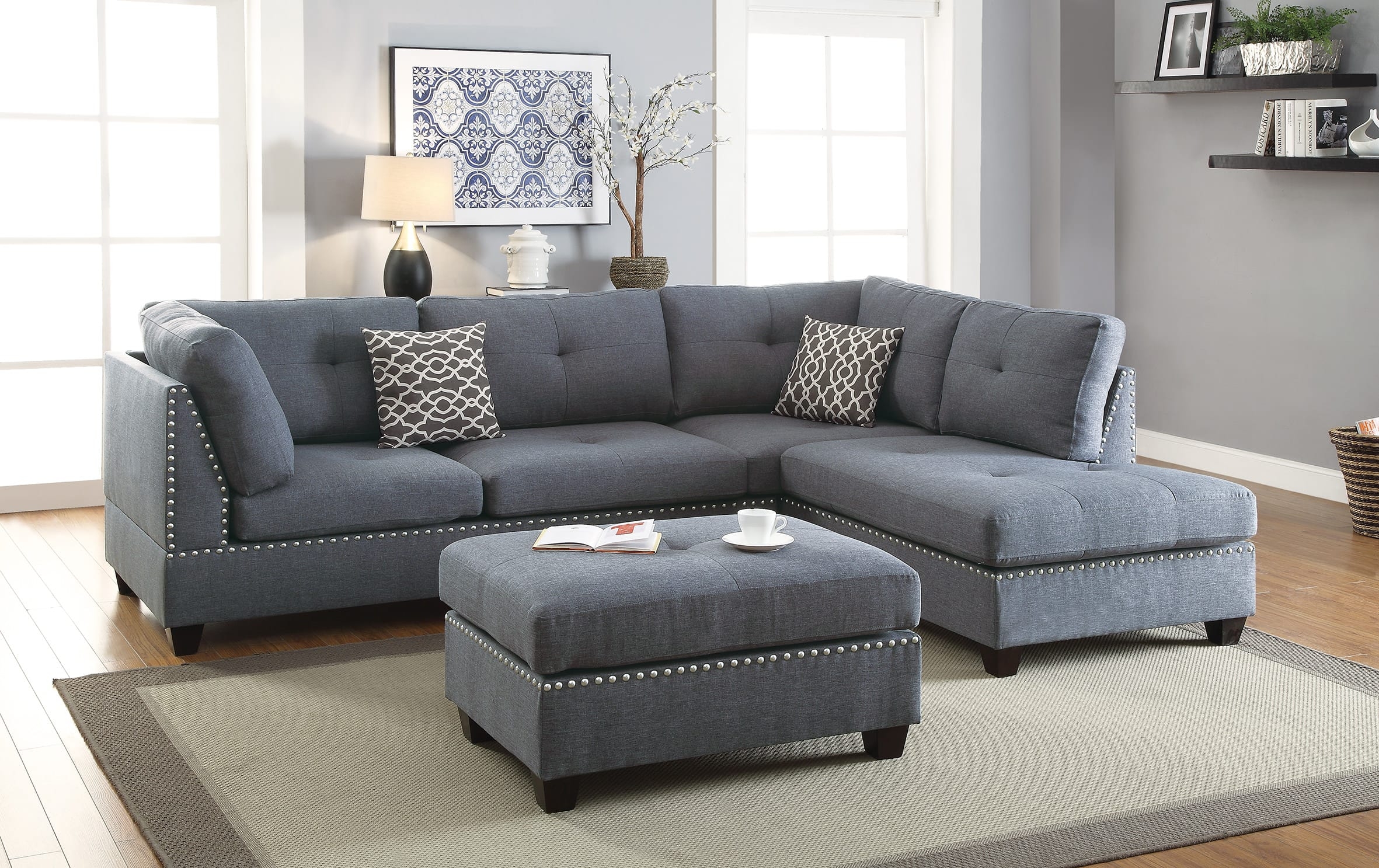 Blue Gray Sofa