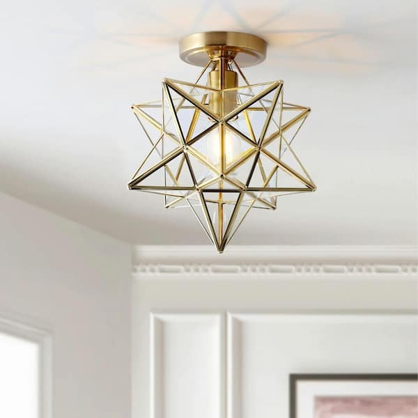 Semi Flush Mount Gold Geometric Moravian Star Fixture