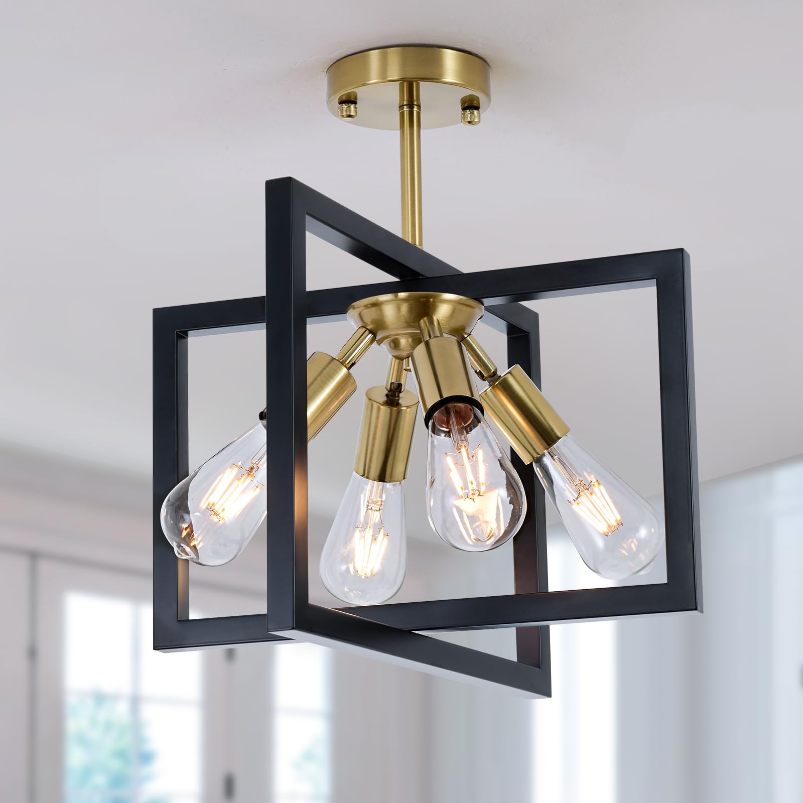Semi-Flush Mount Interlocking Frames Brushed Gold