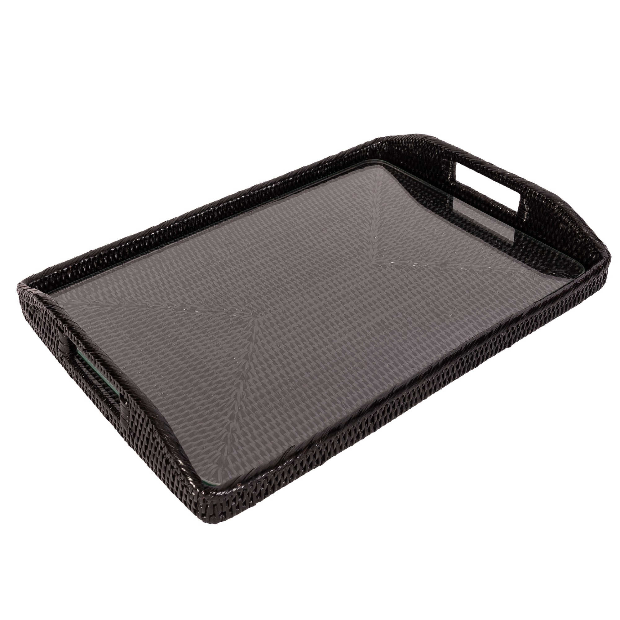 Serving Tray including Herringbone Weave and Glass