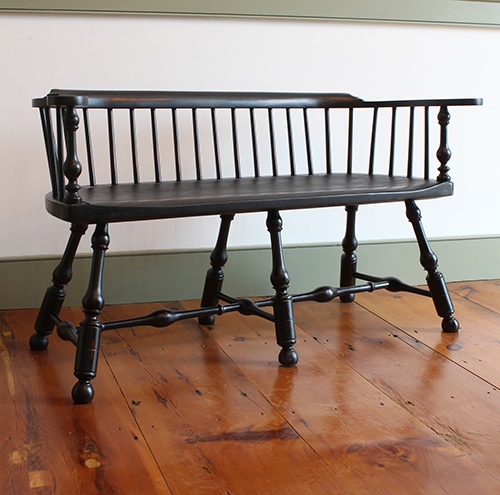 Settee Bench with Turned Legs and Windsor Spindle Back