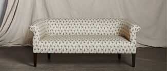 Settee with Botanical Print and Traditional Rolled Arms