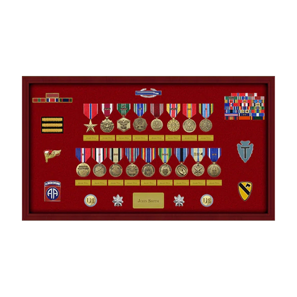 Shadow Box Burgundy Velvet Interior Military Medal Case