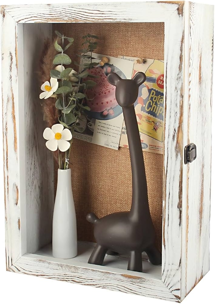 Shadow Box Whitewashed Distressed Finish Memory Case