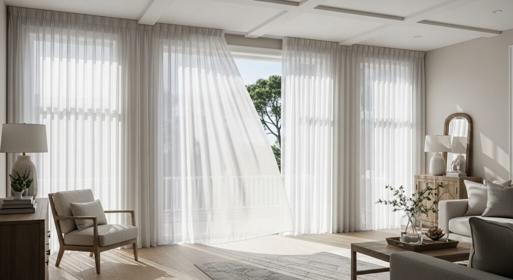 Sheer Curtains: Floor To Ceiling Airy S-Fold Pleats