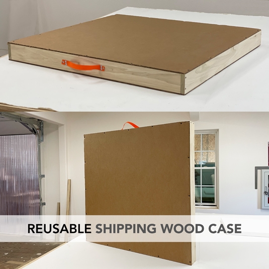 Shipping Case Reusable Wood Storage Box with Orange Handle