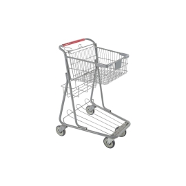Shopping Cart Compact Frame with Rear Storage Basket