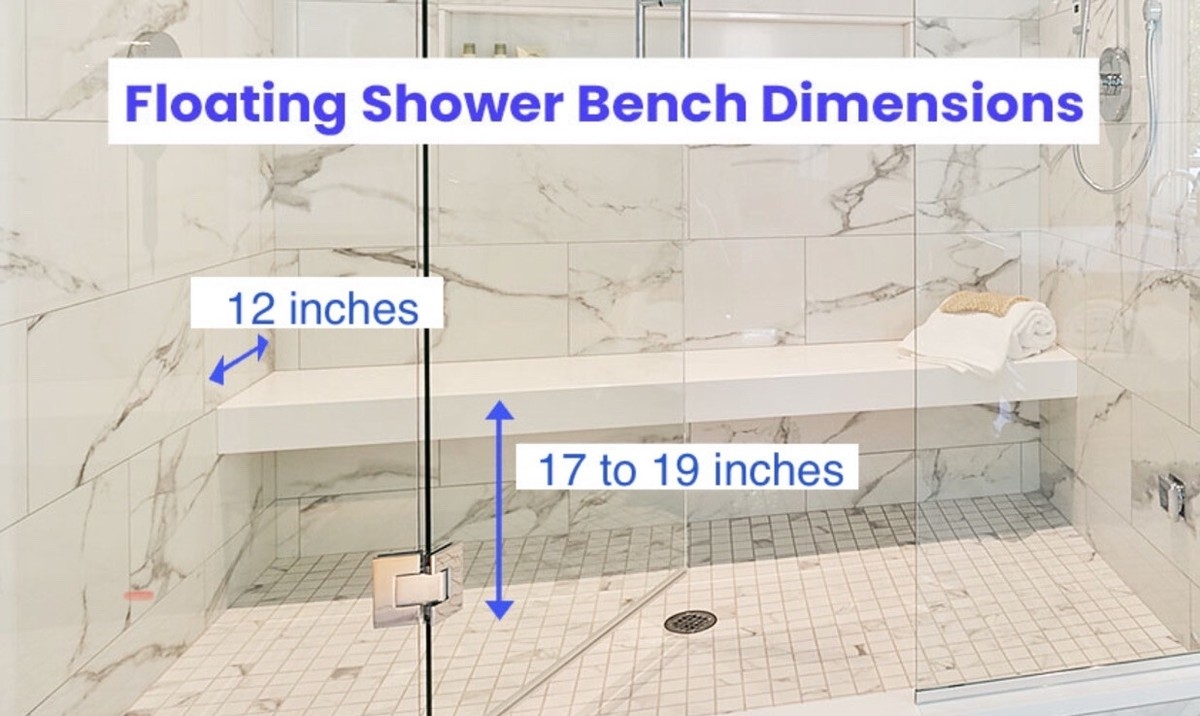 Shower Bench Floating Design White Foam Modern Walk-In Seat