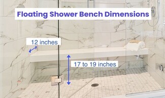 Shower Bench Floating Design White Foam Modern Walk-In Seat
