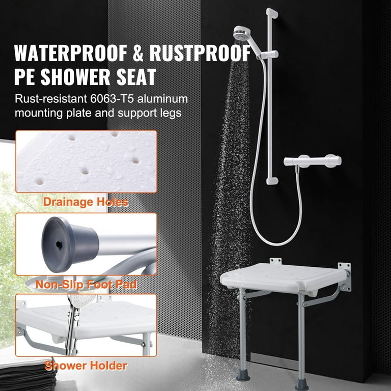 Shower Bench Folding Space Saving 500lb Capacity Seat