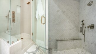 Shower Bench Herringbone Pattern Luxury Master Shower Ideas