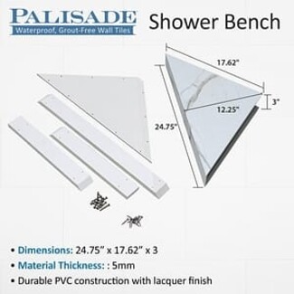 Shower Bench Lacquer Finish Marble Pattern PVC Bench