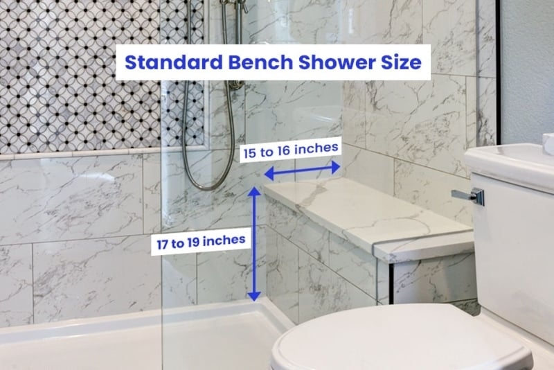 Shower Bench Spa-Like Features Marble Pattern Niche Ideas