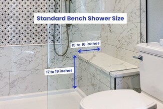 Shower Bench Spa-Like Features Marble Pattern Niche Ideas