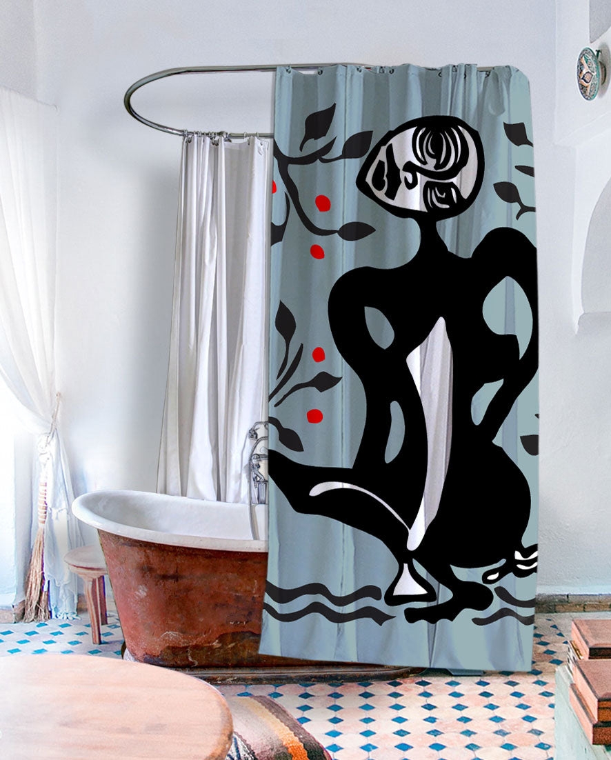 Shower Curtain with Figurative Silhouette Artistic Graphic