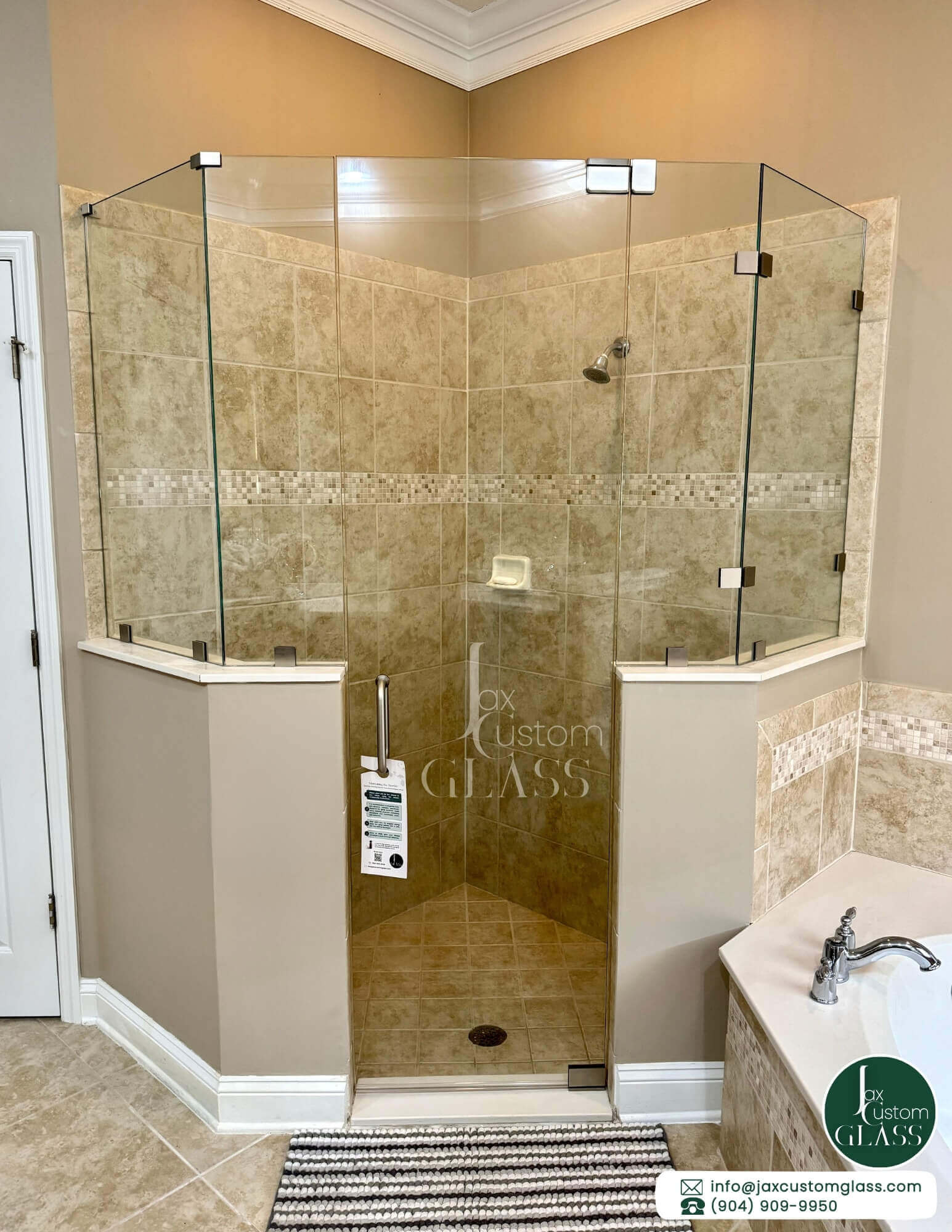 Shower Enclosure glass-to-glass hinges corner enclosure