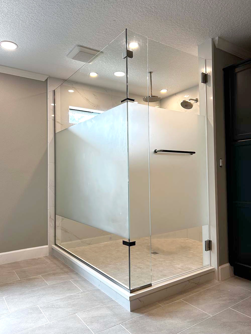 Shower Enclosure privacy glass band corner enclosure