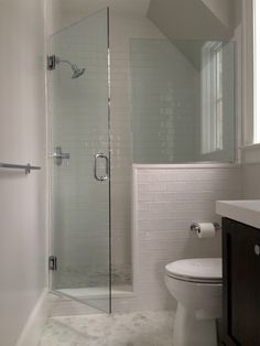 Shower Enclosure subway tile surround and glass enclosure