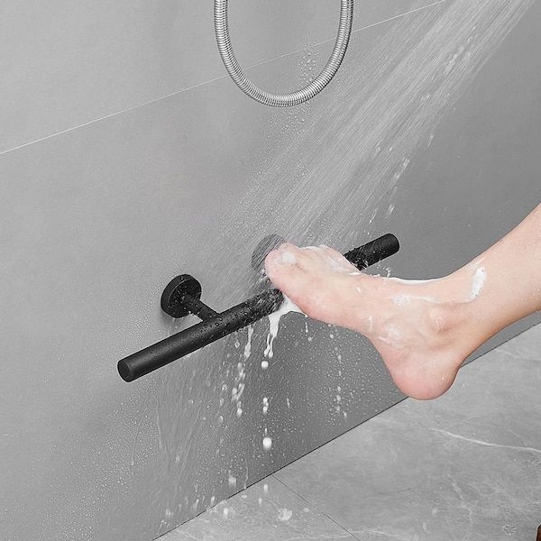 Shower Footrest: Matte Black Shaving Pedicure Bar Step
