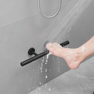 Shower Footrest: Matte Black Shaving Pedicure Bar Step