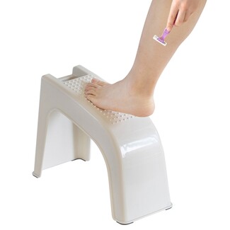 Shower Footrest: Off White Arched Stool with Storage