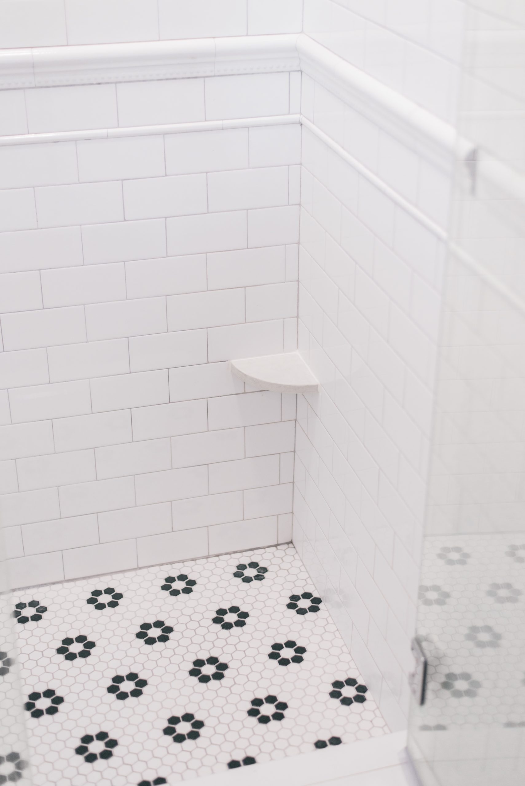 Shower Footrest: Subway Tile Surround Shaving Shelf
