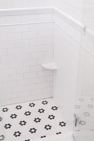 Shower Footrest: Subway Tile Surround Shaving Shelf