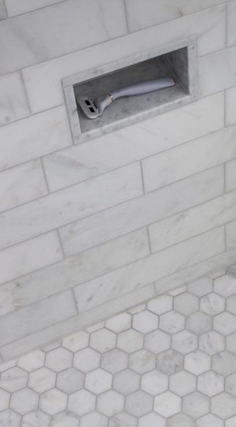 Shower Niche: Recessed Marble Shaving Foot Rest Ideas