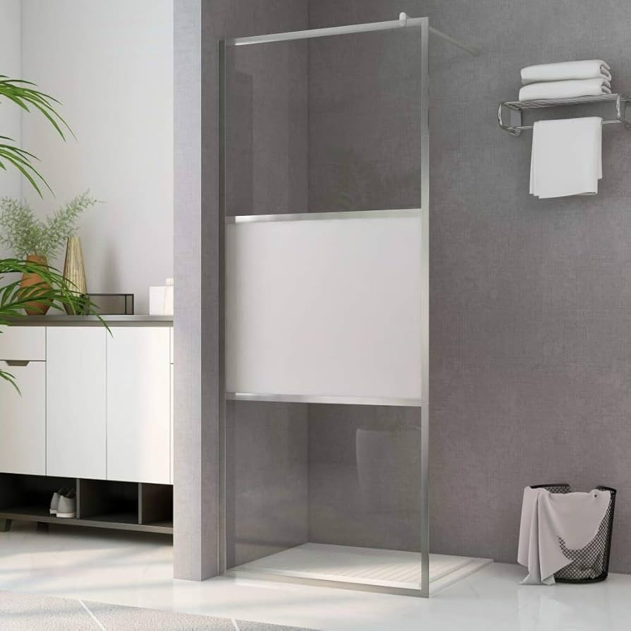 Shower Screen half frosted glass and walk-in shower wall