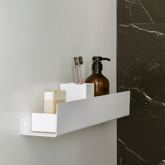Shower Shelf Geometric Steel Frame White Storage