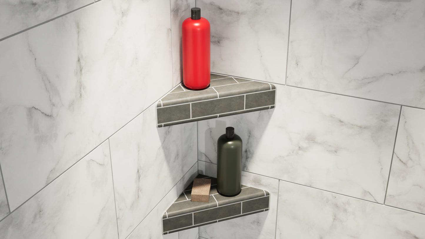 Shower Shelf Subway Pattern Tiled Corner Storage