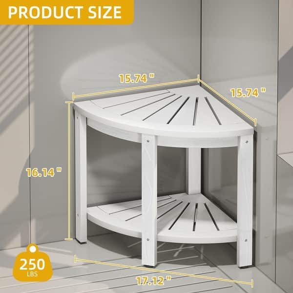 Shower Stool Two Tier Storage Compact Corner White Stool