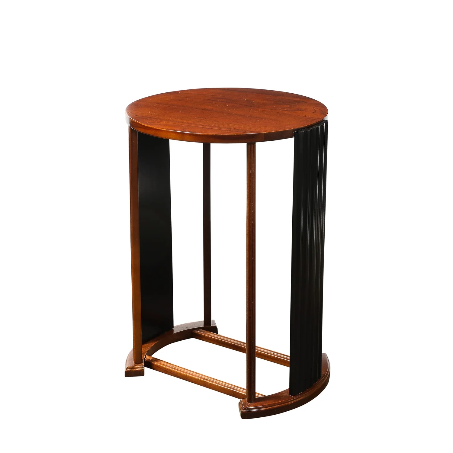 Side Table Architectural Base with Fluted Black Pillar
