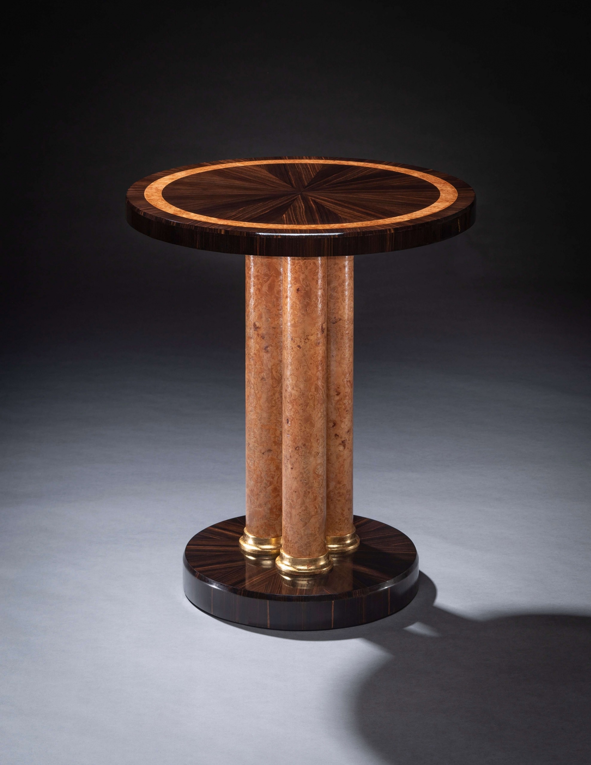 Side Table featuring Triple Column Pedestal and Sunburst