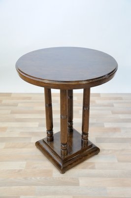 Side Table Four Column Pedestal and Stepped Base