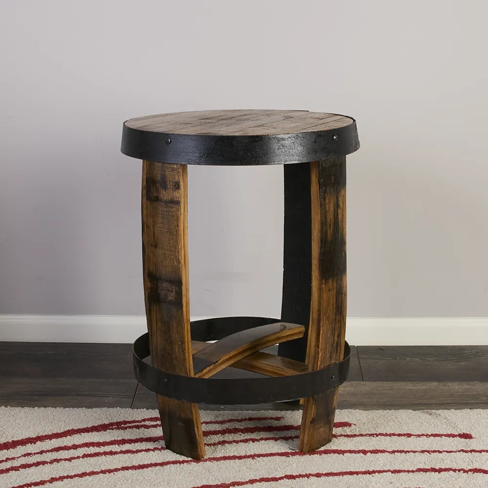 Side Table in Charred Wood for a Compact Industrial Side Table