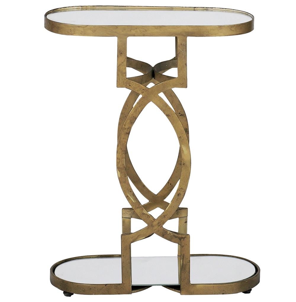 Side Table Interlocking Arches and Mirrored Shelves