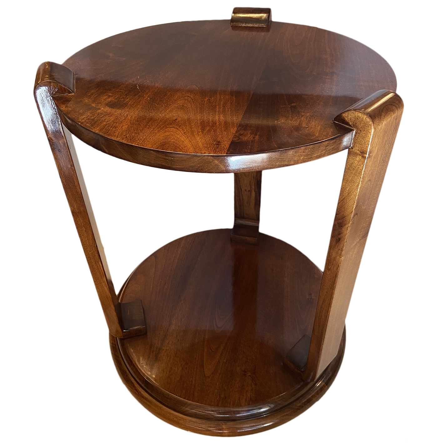 Side Table Overhanging Curved Legs with Stepped Base