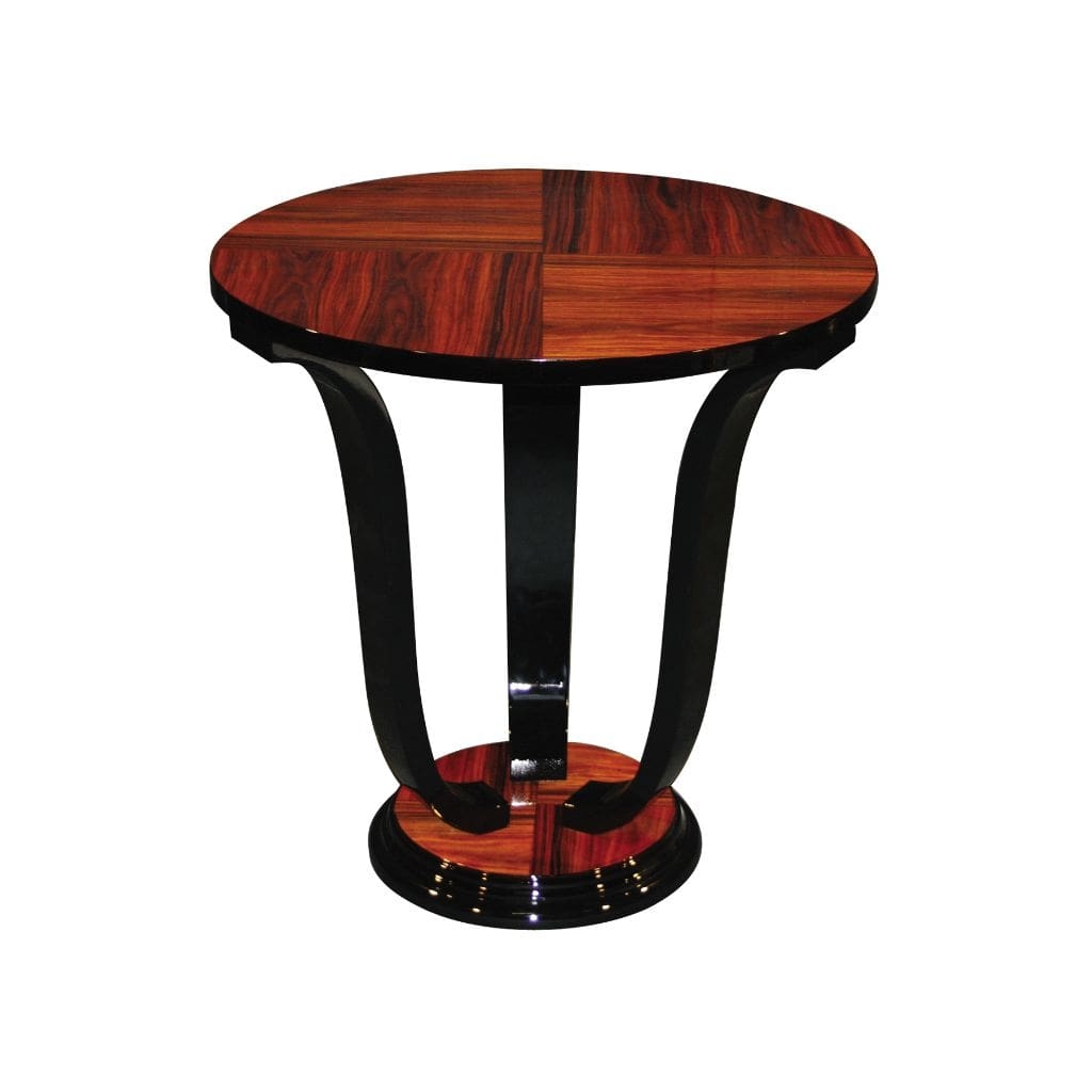 Side Table Quadrant Grain Top and Curved U-Shaped Legs