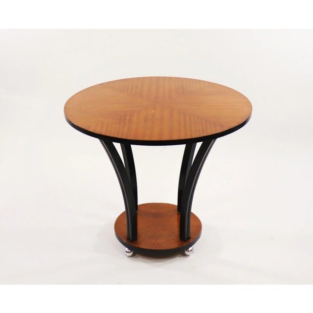 Side Table Silver Ball Feet and Sunburst Veneer