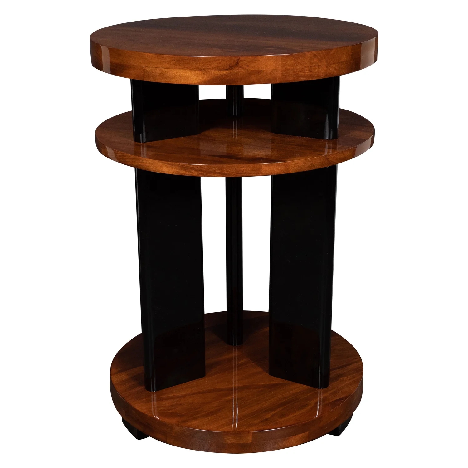Side Table Three-Tier Design with Bookmatched Walnut