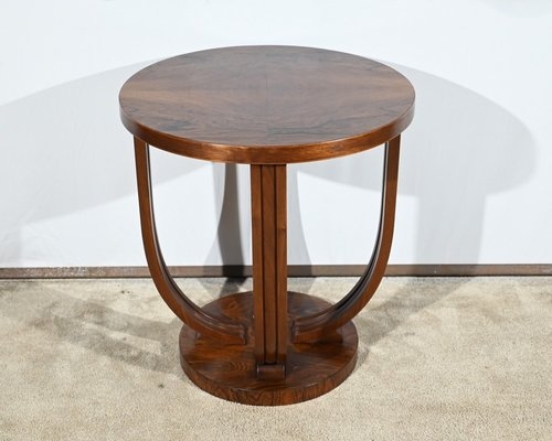 Side Table U-Shaped Base with Triple Slat Column